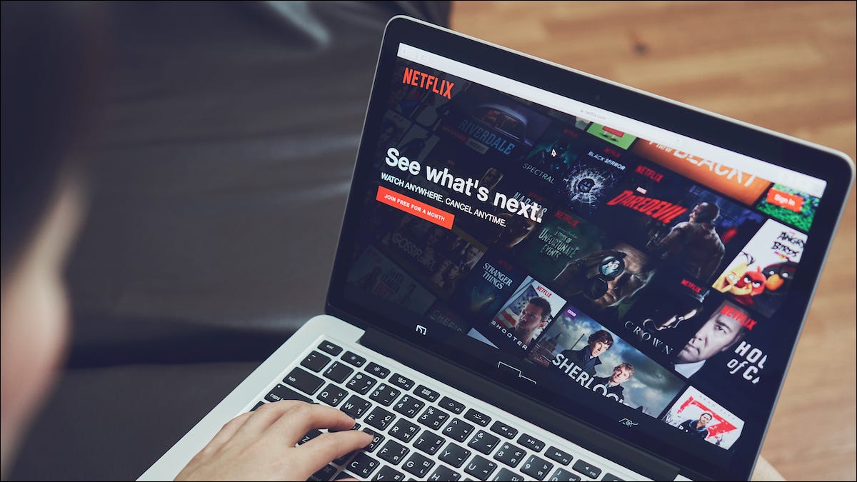 Site da Netflix em um laptop