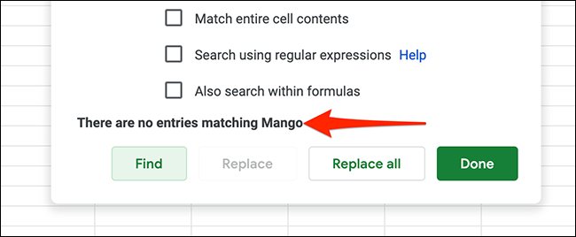 Um exemplo de nenhum resultado para a consulta pesquisada no Planilhas Google.