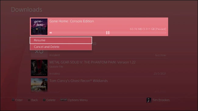 Pausar e retomar o download do PS4