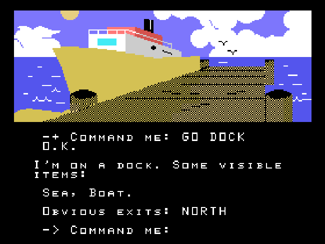 Return to Pirate's Isle (1983) usou novas técnicas de compressão para encaixar gráficos ricos em um cartucho.