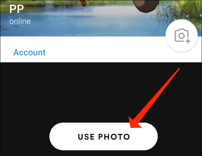 Toque em "Usar foto" para selecionar uma imagem da lista de reprodução do Spotify no Android.