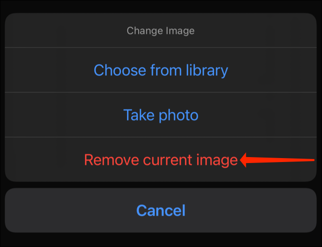 Se você quiser se livrar de uma imagem da lista de reprodução do Spotify no iPhone, toque em "Remover imagem atual".