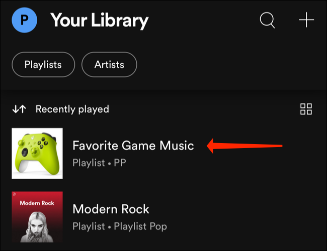 Toque em qualquer lista de reprodução que você criou no Spotify.