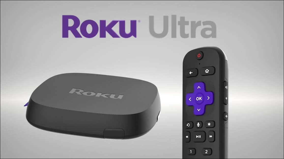 roku ultra e remoto em fundo cinza