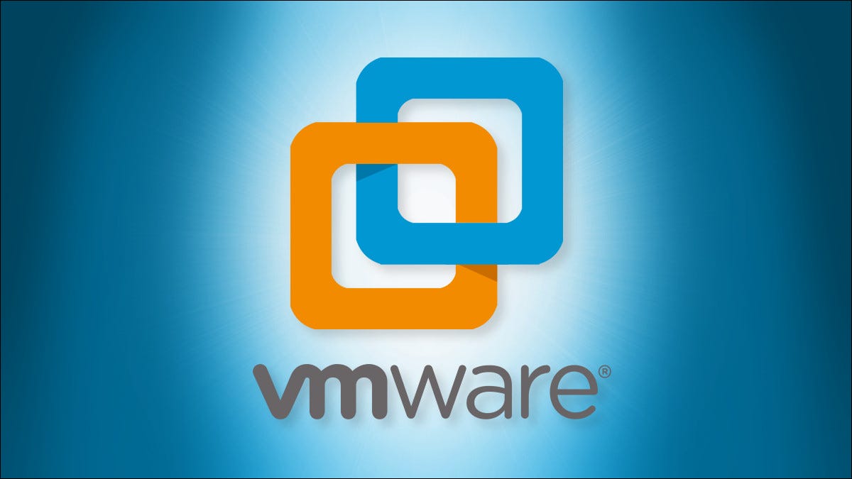 O logotipo do VMware Workstation em um fundo azul