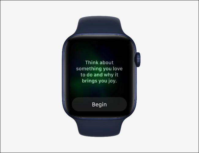 Apple Watch mostrando o aplicativo Mindfulness no watchOS 8.