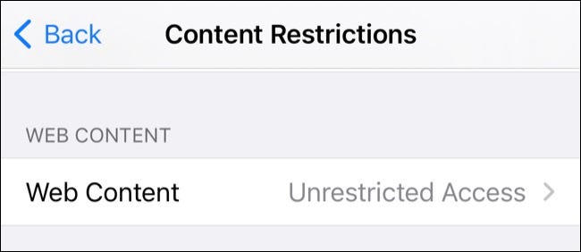 Restrições de conteúdo da web em iOS / iPadOS