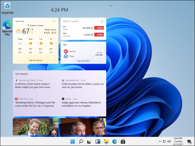 O menu de widgets do Windows 11 vazou