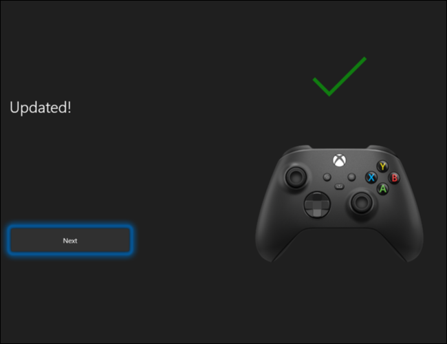 Clique em Avançar para concluir o processo de atualização de software do Controlador Xbox Wireless