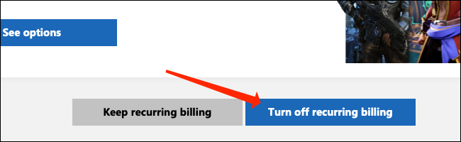 Selecione "Desativar faturamento recorrente".