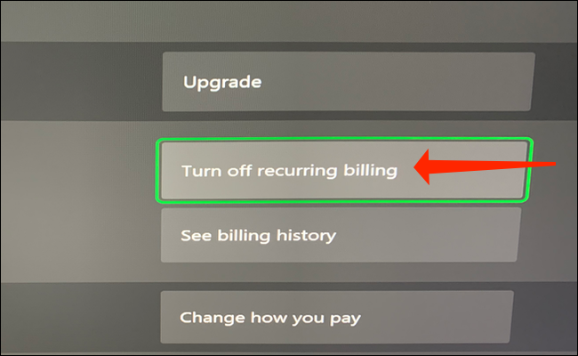 Selecione "Desativar cobrança recorrente" para interromper os pagamentos automáticos do Xbox Game Pass.