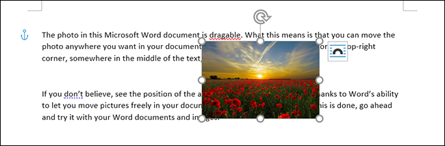 Uma imagem colocada em um bloco de texto no Microsoft Word.