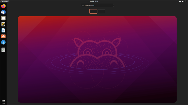 A visualização das atividades no Ubuntu 21.10, pré-lançamento