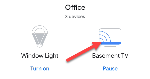 Selecione um Smart Display, Chromecast ou TV compatível com elenco no app Google Home