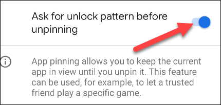 Se desejar, você pode solicitar o PIN ou padrão da tela de bloqueio para liberar um aplicativo