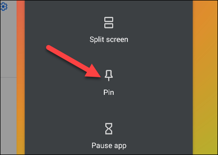 Selecione "Pin" no menu