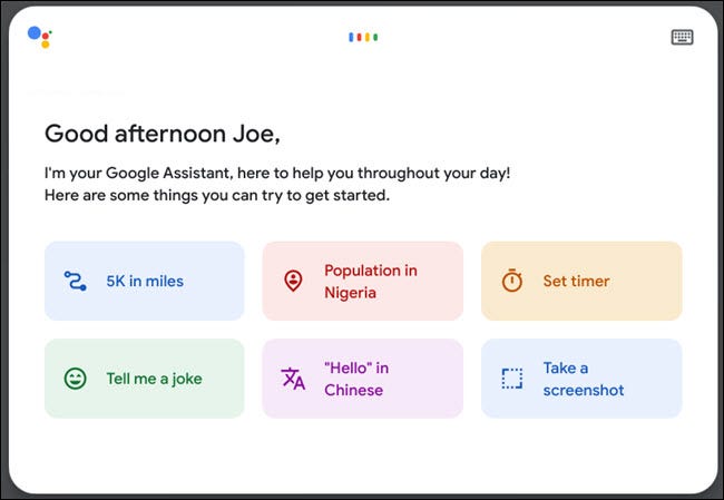 Exemplo de Google Assistente em execução em um Chromebook