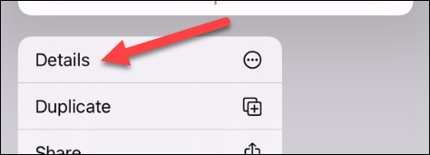 Selecione "Detalhes" no menu.