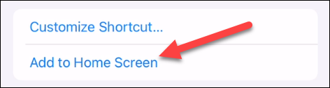 Em seguida, selecione "Adicionar à tela inicial".