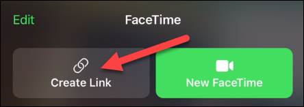 Toque em "Criar link" no aplicativo FaceTime no iPhone ou iPad