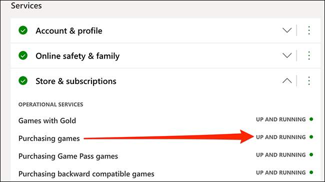 O status de um serviço online no site Xbox Status.