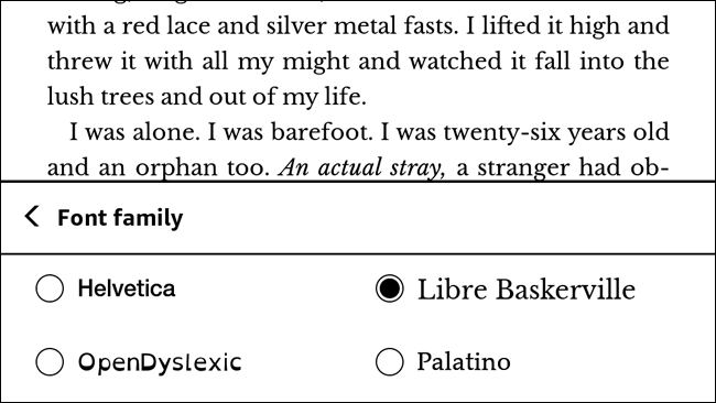 Lendo em um kindle com a fonte libre baskerville instalada