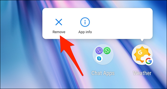 Toque em "Remover" para o aplicativo Google Weather no Android.