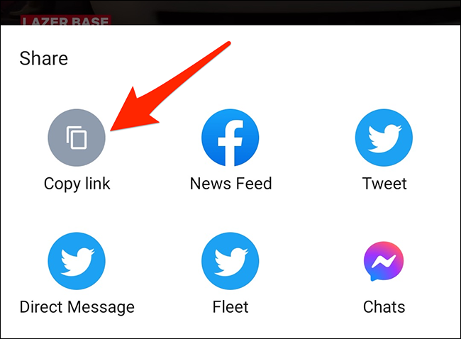 Toque em "Copiar link" no menu de compartilhamento de um telefone.