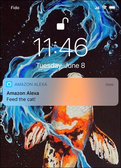 Amostra de ação de notificação da Amazon
