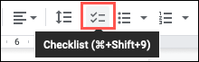 Clique em Lista de verificação na barra de ferramentas do Google Docs