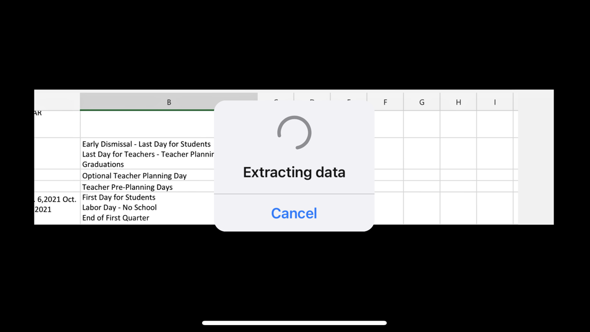 Extração de dados de uma imagem no Excel no celular