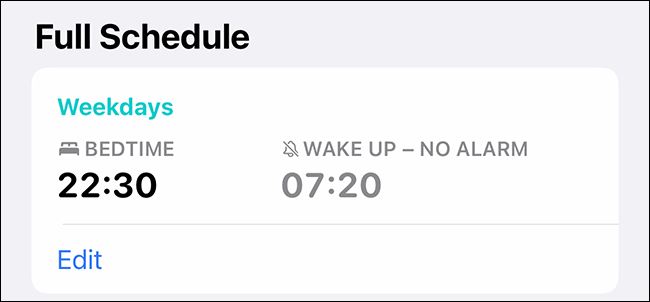Um cronograma de sono do Apple Health