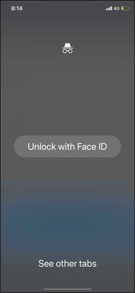 O Chrome pedirá que você use o Face ID para desbloquear guias anônimas sempre que quiser.