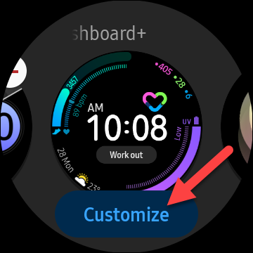 Toque no botão "Personalizar" se estiver disponível para alterar a aparência do mostrador do relógio