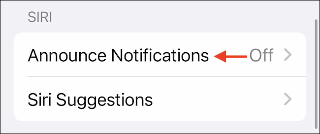 Na seção "Siri", selecione a opção "Anunciar notificações".