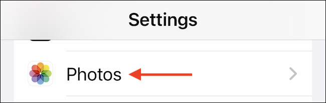 Vá para a seção "Fotos" no aplicativo Configurações.