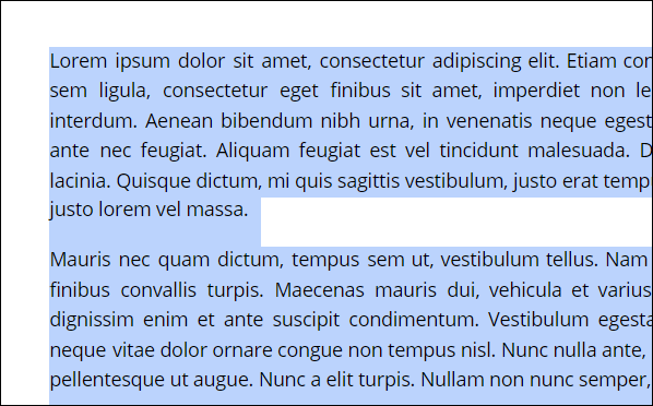 Selecione o texto clicando e arrastando o cursor sobre ele.