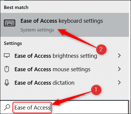 Digite “Facilidade de Acesso” na barra de Pesquisa do Windows e clique na opção “Facilidade de Acesso” nos resultados da pesquisa.