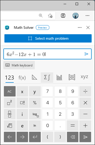 Digite a declaração do problema usando o teclado virtual e pressione Enter.