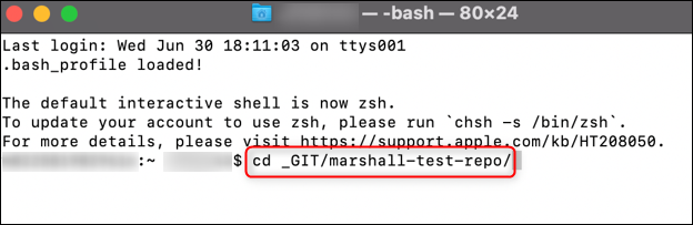 Use o comando cd para mudar para o diretório da sua pasta repo.
