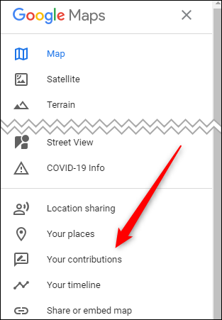 Clique em "Suas contribuições" no menu.
