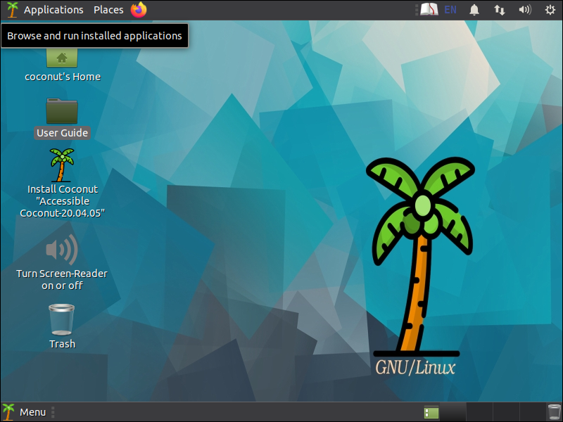 Área de trabalho acessível-Coconut Linux