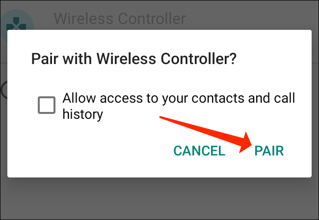 Toque em "Parear" para conectar o controlador PS5 ao telefone Android. 