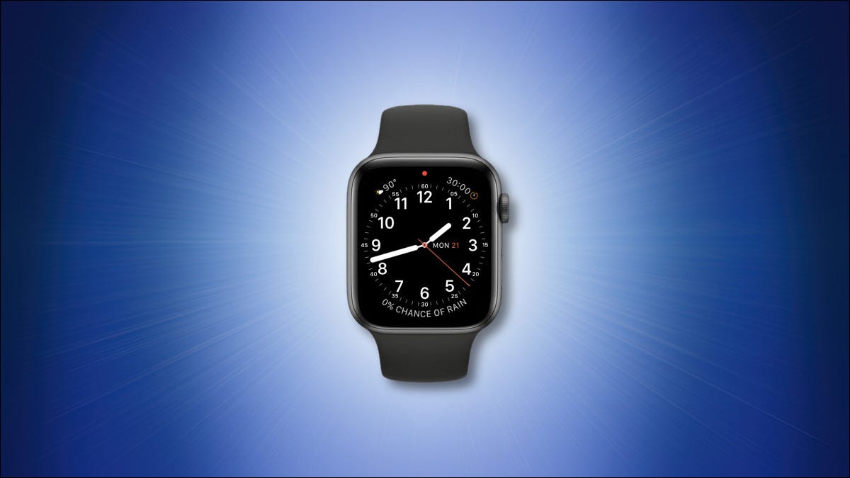 Apple Watch com um ponto de notificação vermelho em um fundo azul