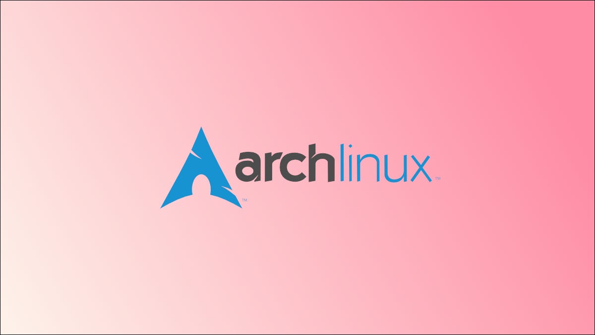 Logotipo do Arch Linux em um gradiente rosa e branco