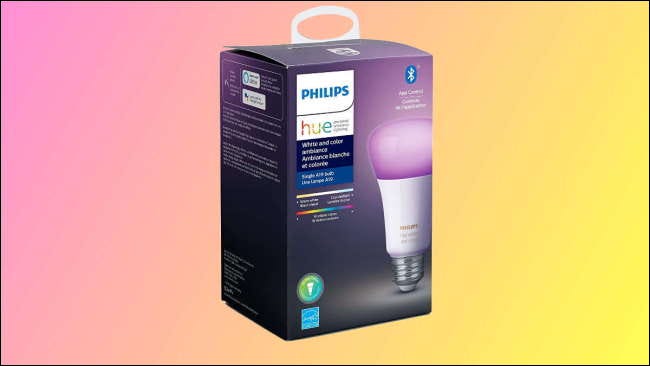 caixa de matiz philips em fundo rosa e amarelo