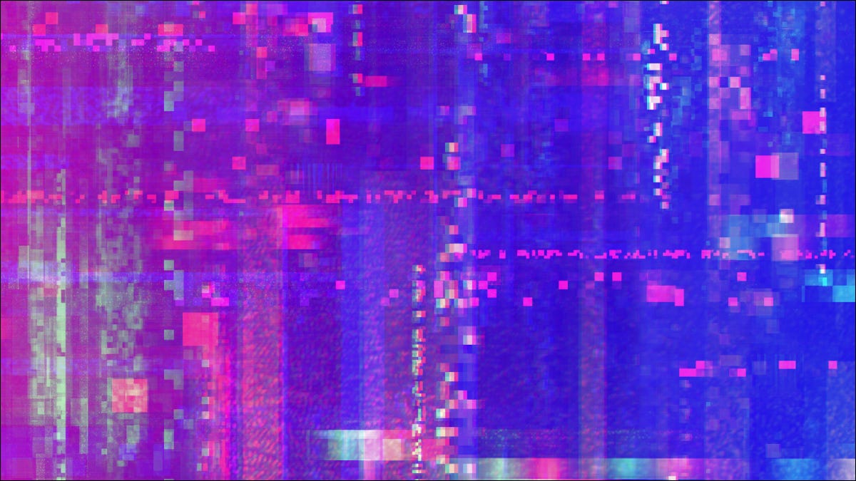 Gradiente rosa e azul com pixels defeituosos e distorcidos