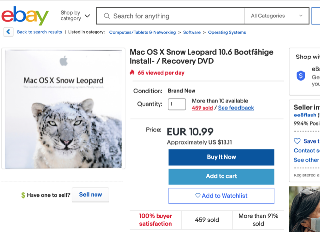 OS X Snow Leopard no eBay