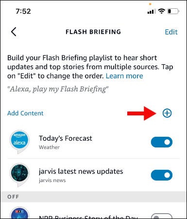 tela de flash briefing