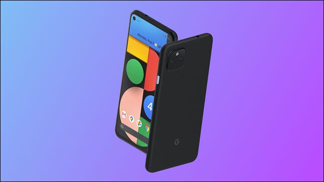 Google Pixel 4a 5G em um fundo colorido